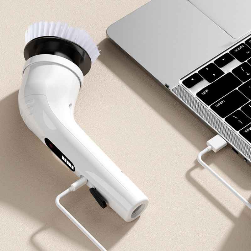 Escova Elétrica de Limpeza Giratória e Ajustável - 7 em 1