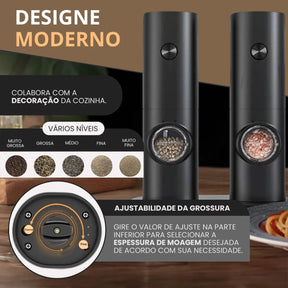 Moedor e Triturador de Temperos Elétrico para Sal e Pimenta
