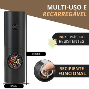 Moedor e Triturador de Temperos Elétrico para Sal e Pimenta