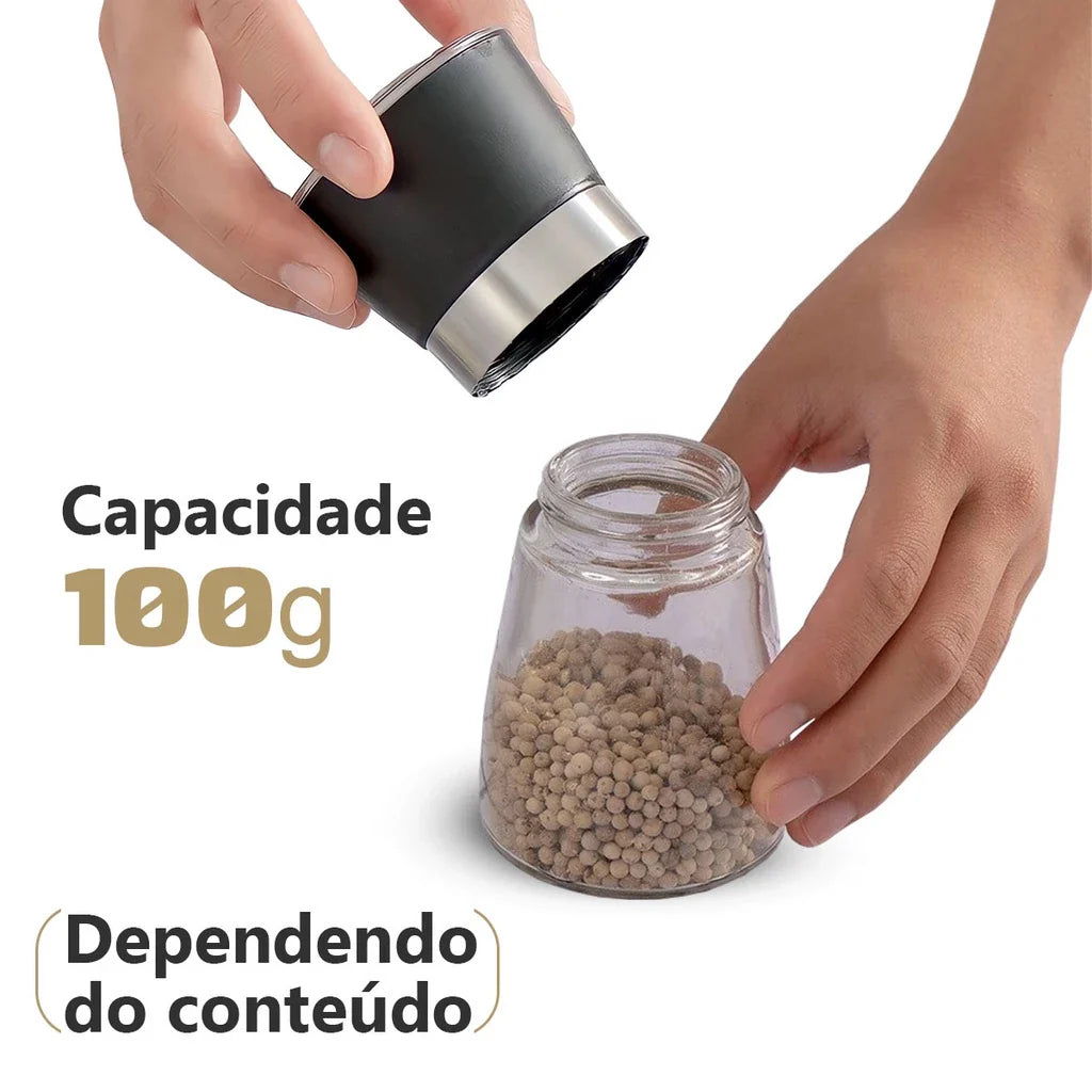 Moedor e Triturador de Pimenta e Sal - Kit Com 2 Unidades