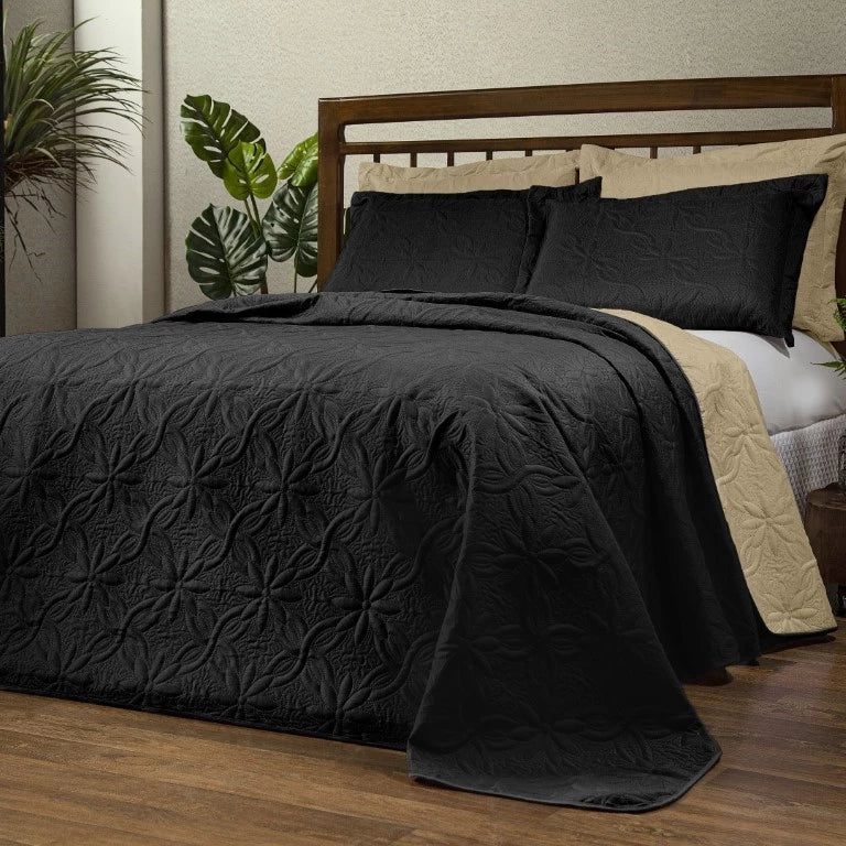 Cobre Leito Bordado para Cama - Kit 3 Peças