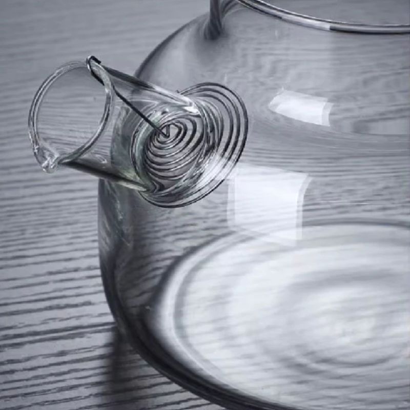 Chaleira de Vidro com Coador e Tampa de Bambu Premium