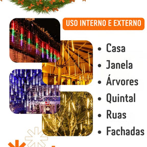 Pisca Pisca de Cascata em Meteoro para Natal - Kit 8 Tubos