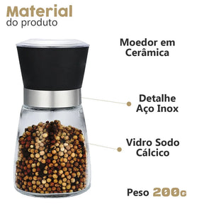 Moedor e Triturador de Pimenta e Sal - Kit Com 2 Unidades