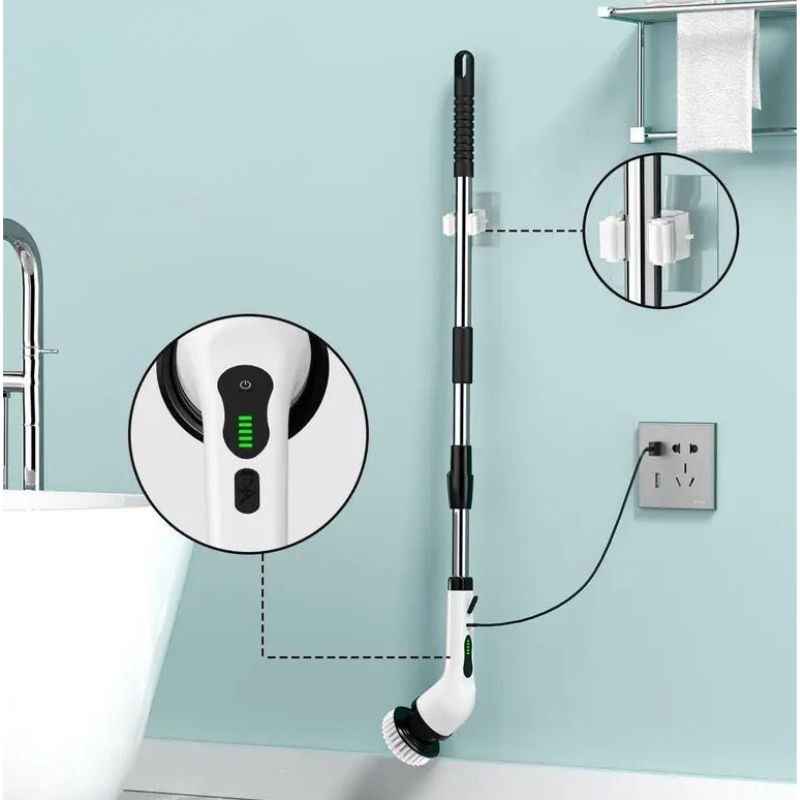 Escova Elétrica de Limpeza Giratória e Ajustável - 7 em 1