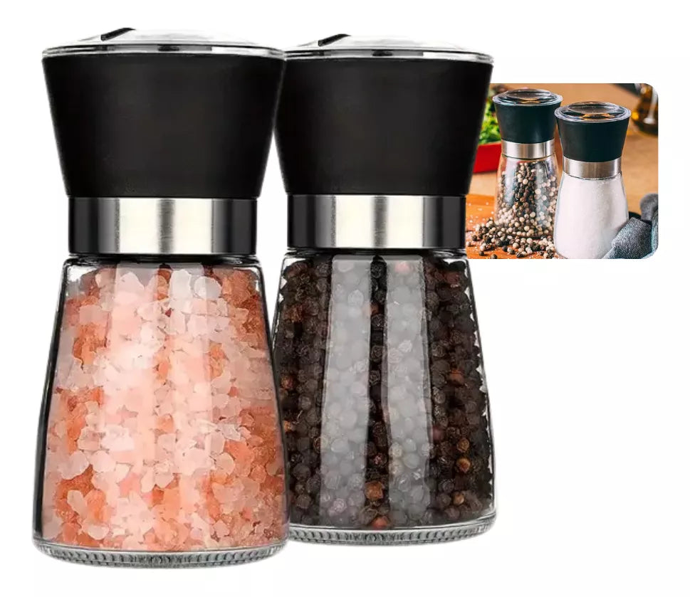 Moedor e Triturador de Pimenta e Sal - Kit Com 2 Unidades