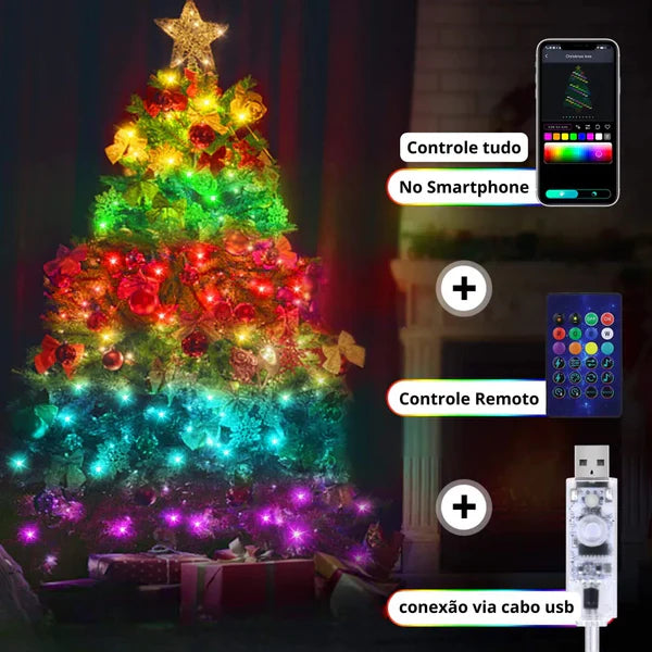 Pisca Pisca de Natal em Fita Led com Controle via Bluetooth