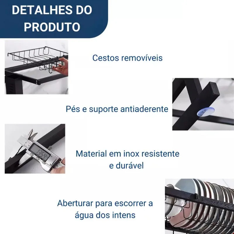 Escorredor de Louça Suspenso em Aço Inox