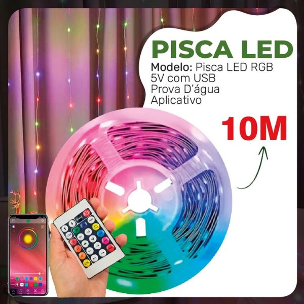 Pisca Pisca de Natal em Fita Led com Controle via Bluetooth