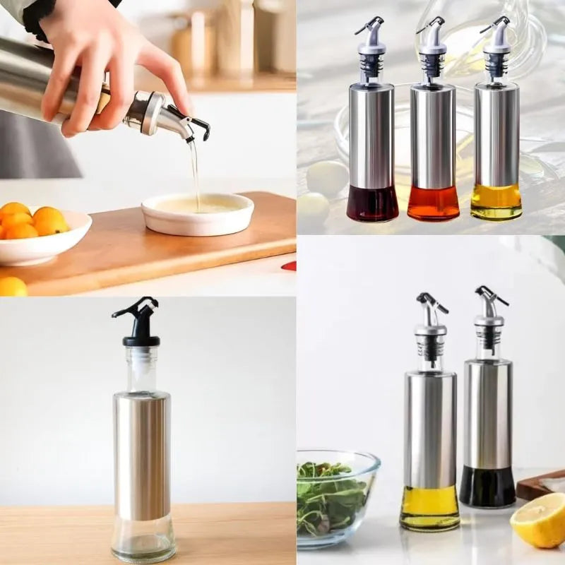 Galheteiro de Vidro com Aço Inox para Mesa