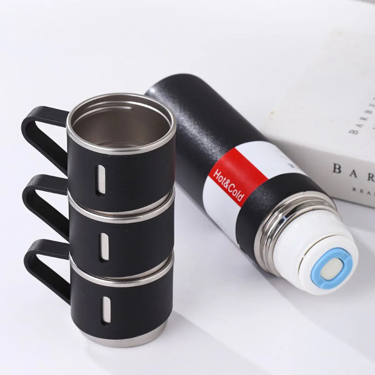 Garrafa Térmica em Aço Inoxidável com 3 Canecas
