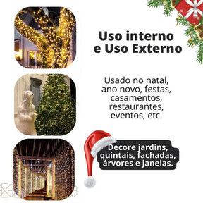 Cordão de Luzes em Energia Solar - Pisca Pisca com 8 Funções