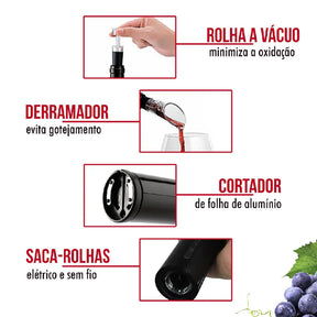 Abridor de Vinho Elétrico - Kit Completo