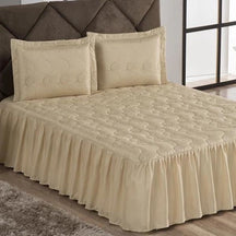 Colcha Bordada para Cama Casal - Kit 3 Peças