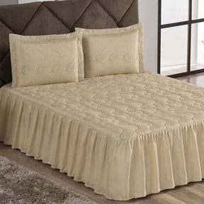 Colcha Bordada para Cama Casal - Kit 3 Peças