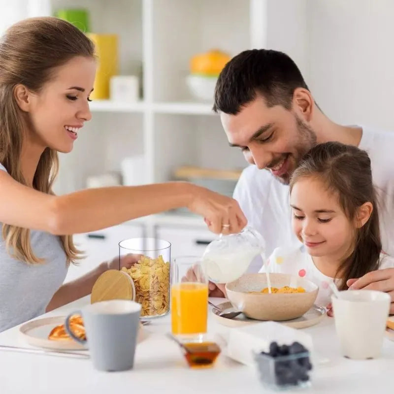 Kit 6 Pote Hermético de Vidro com Tampa de Bambu para Temperos