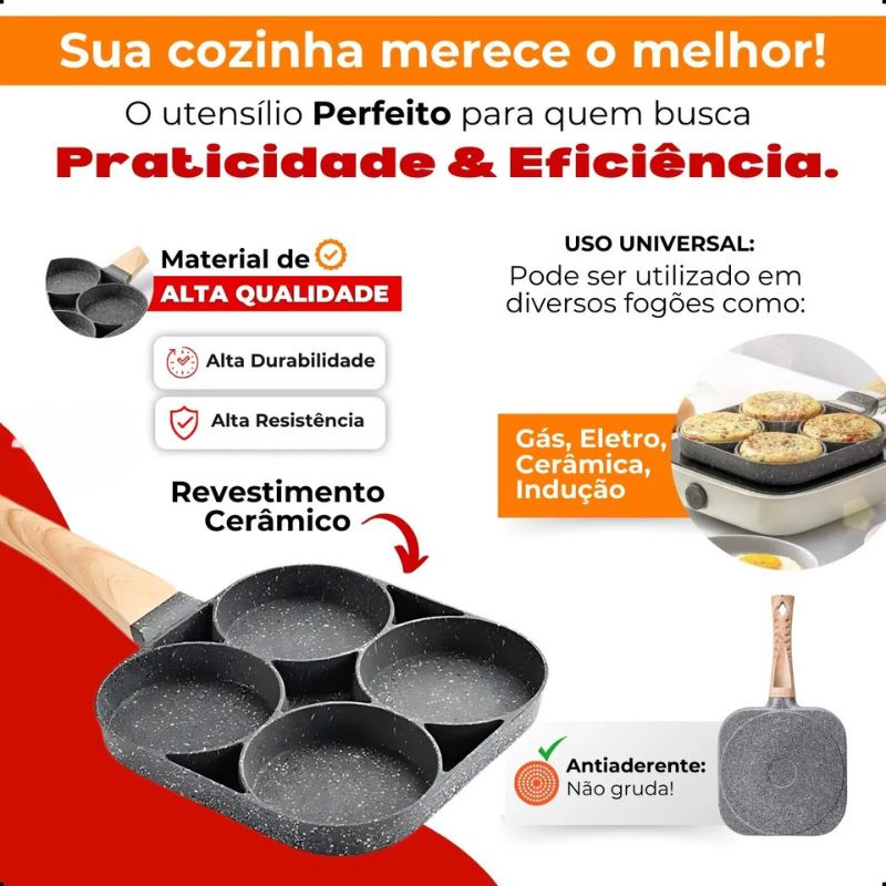 Frigideira Antiaderente de Cerâmica 4 em 1