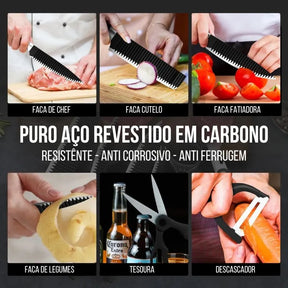 Jogo de Facas Profissional Antiaderente - Kit Completo de 6 Peças