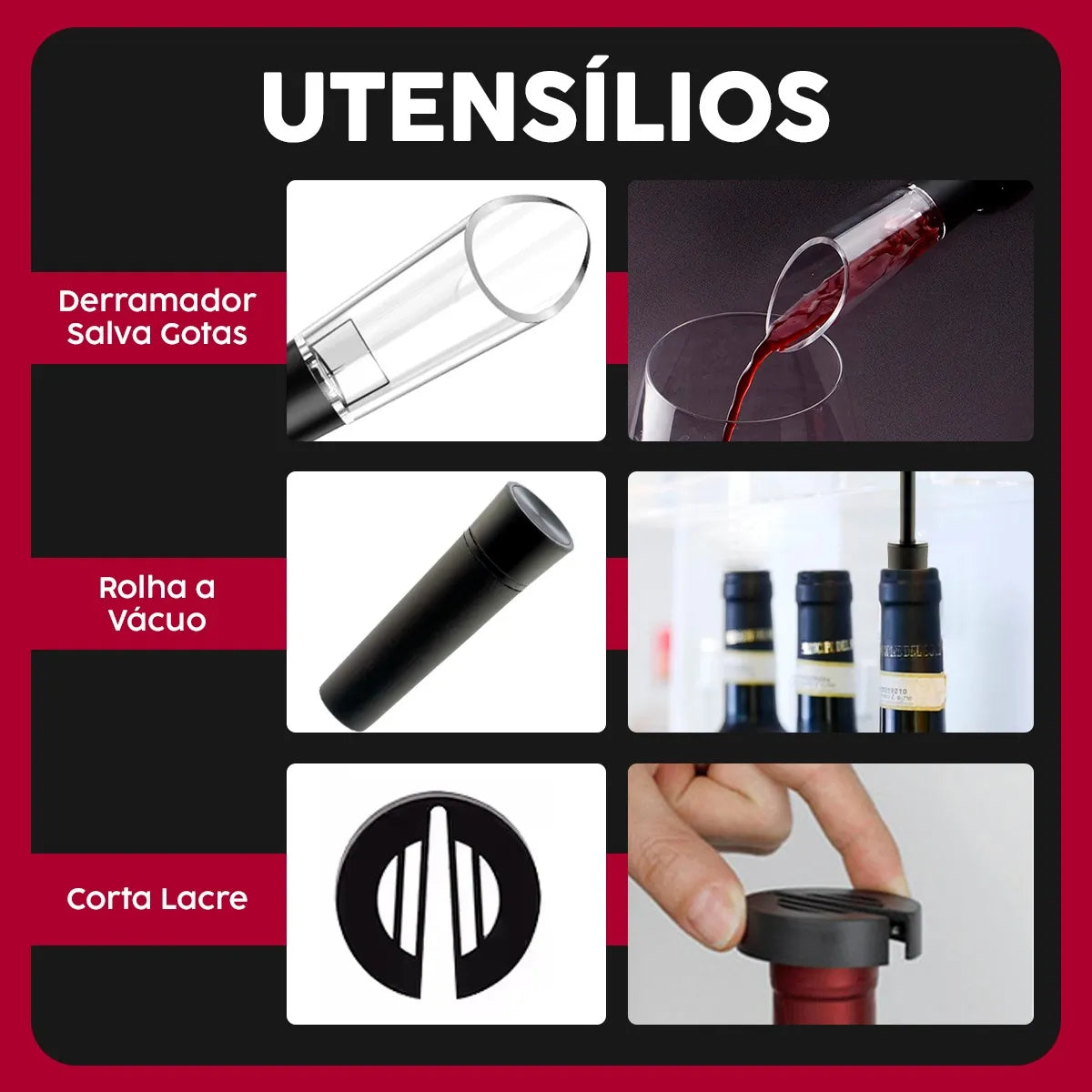 Abridor de Vinho Elétrico - Kit Completo