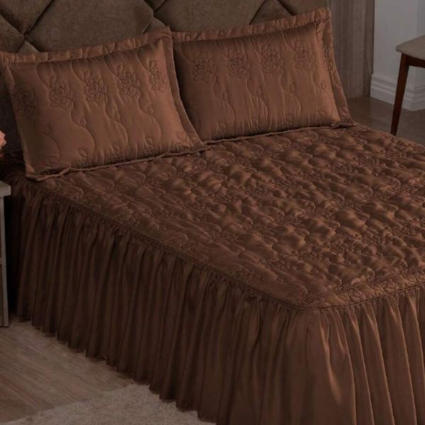 Colcha Bordada para Cama Casal - Kit 3 Peças