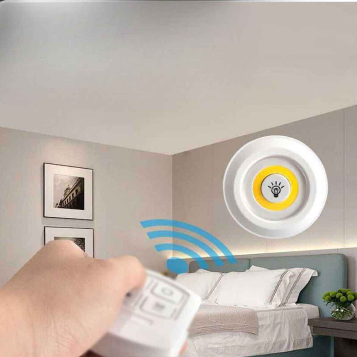 Luminária de Led com Controle Remoto Sem Fio - Kit 3 Lâmpadas