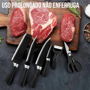 Jogo de Facas Profissional Antiaderente - Kit Completo de 6 Peças