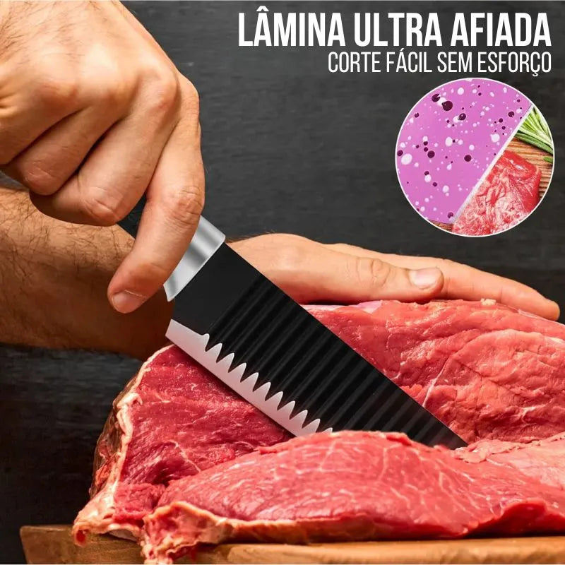 Jogo de Facas Profissional Antiaderente - Kit Completo de 6 Peças