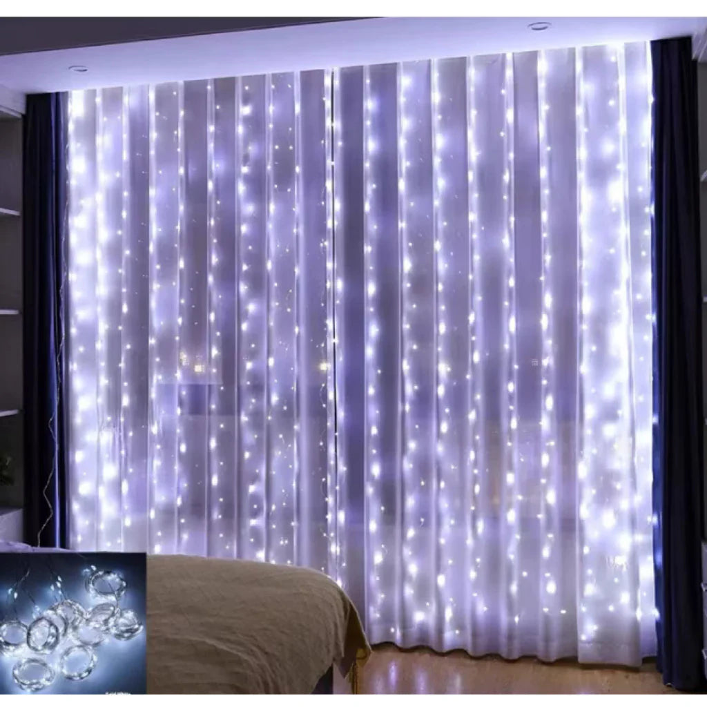 Luz de Cortina Led para Decoração para Natal - 8 Modos de Iluminação
