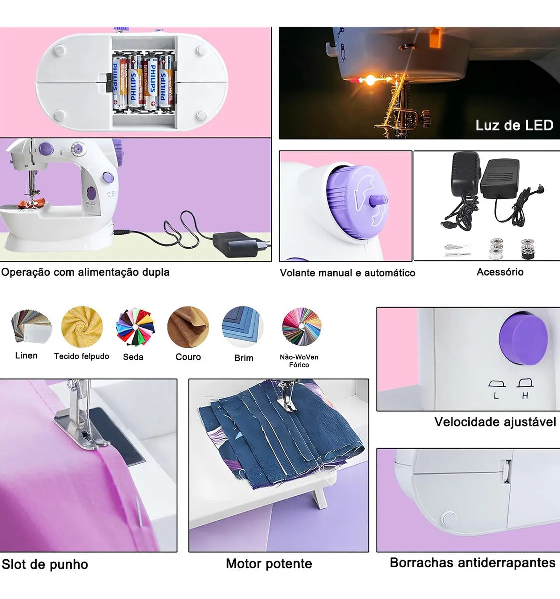 Maquina de Costura Portátil Domestica