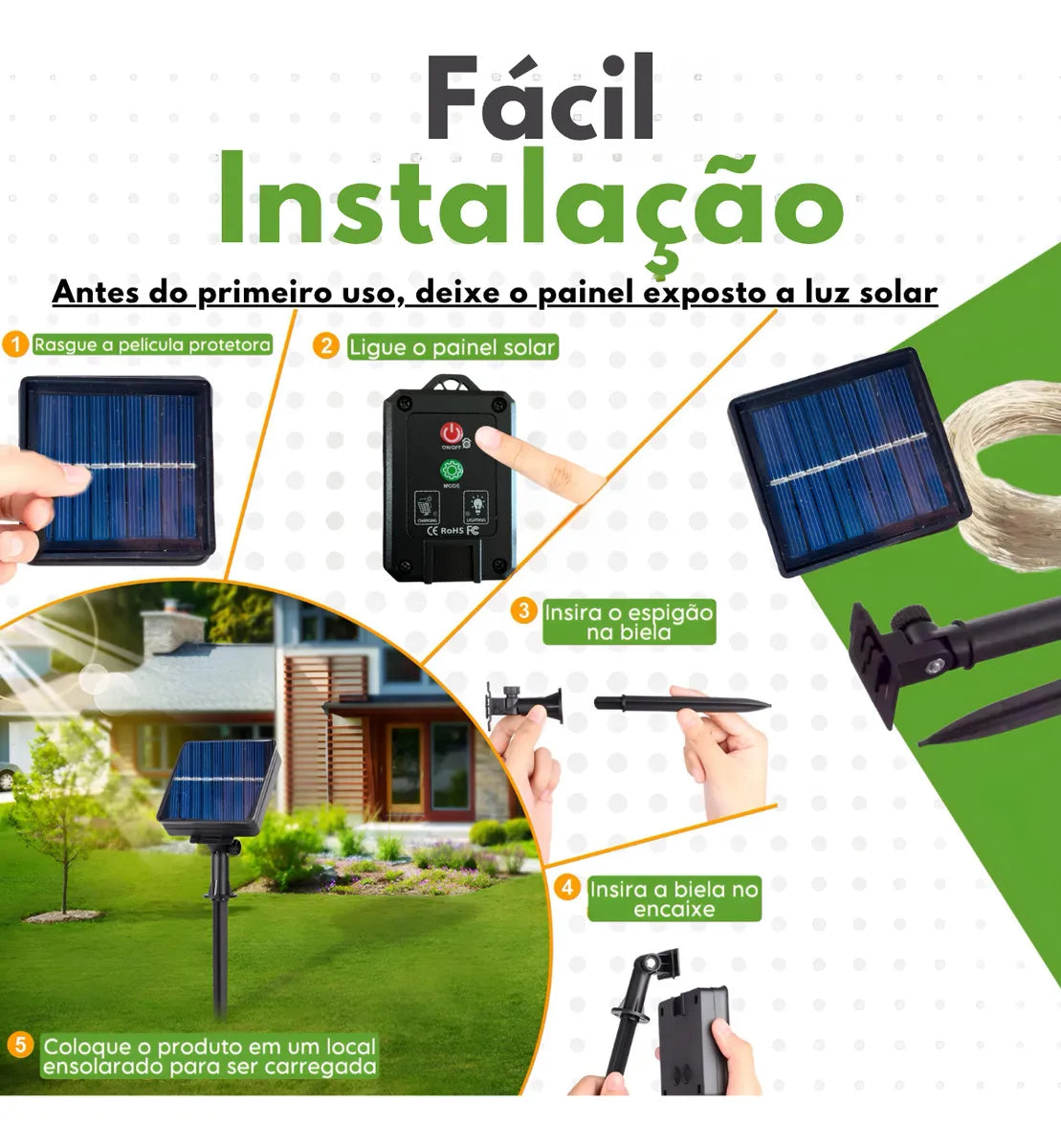 Fio de Fada em Corda com Energia Solar - Pisca Pisca