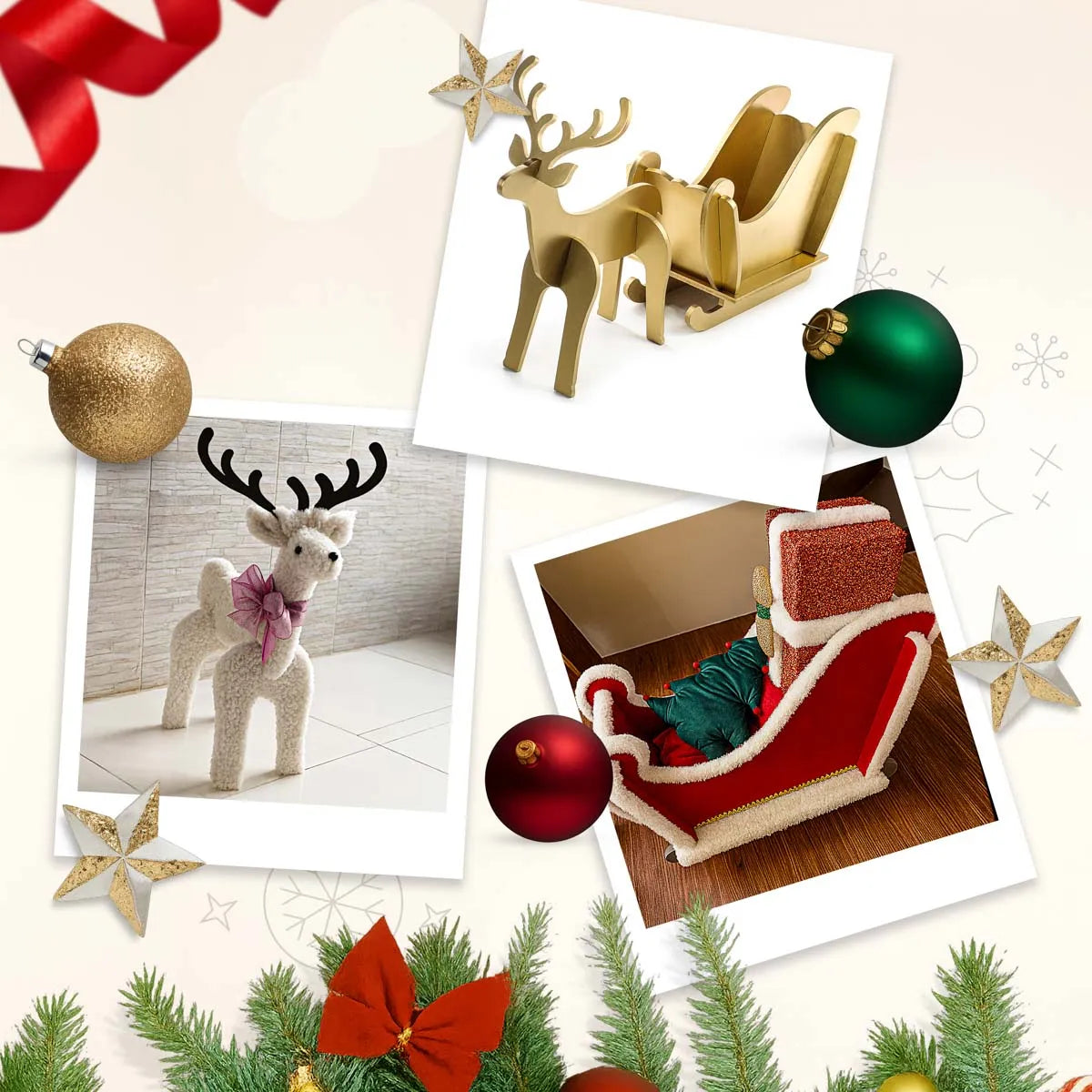 Rena e Treno de Decoração para Natal