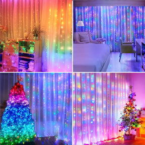 Luz de Cortina Led para Decoração para Natal - 8 Modos de Iluminação