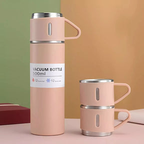 Garrafa Térmica em Aço Inoxidável com 3 Canecas