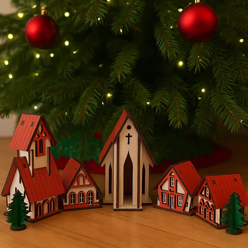 Vila de Natal Artesanal para Decoração Natalina