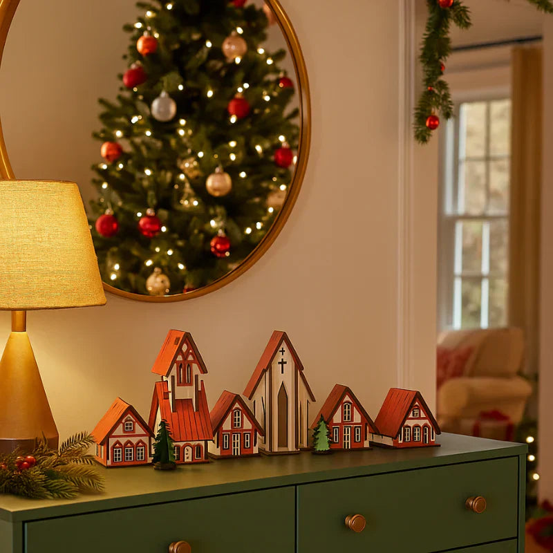 Vila de Natal Artesanal para Decoração Natalina