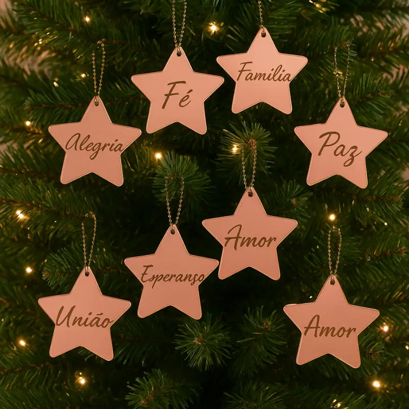 Kit de Estrelas Espelhadas com Palavras - 8 Estrelas