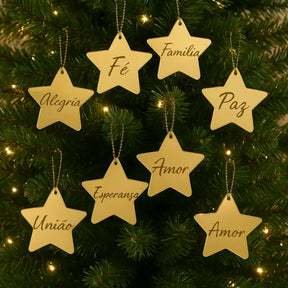 Kit de Estrelas Espelhadas com Palavras - 8 Estrelas