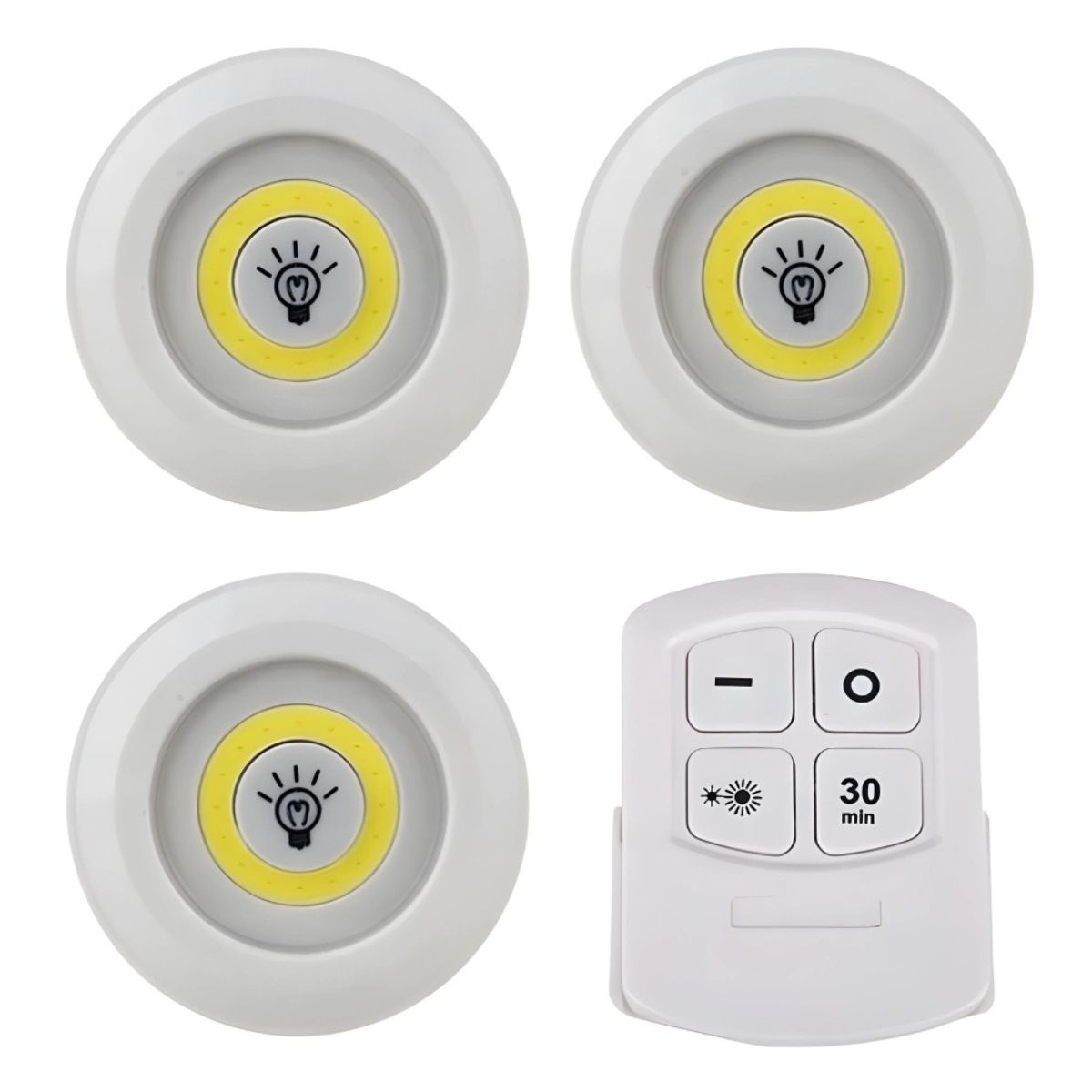 Luminária de Led com Controle Remoto Sem Fio - Kit 3 Lâmpadas