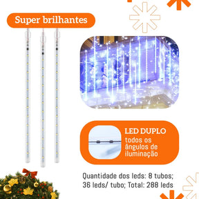 Pisca Pisca de Cascata em Meteoro para Natal - Kit 8 Tubos
