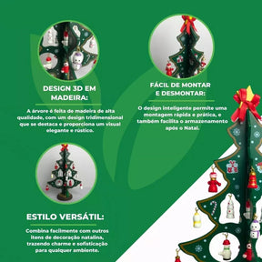 Mini Arvore de Natal Artesanal em Madeira para Decoração