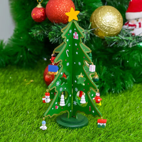 Mini Arvore de Natal Artesanal em Madeira para Decoração