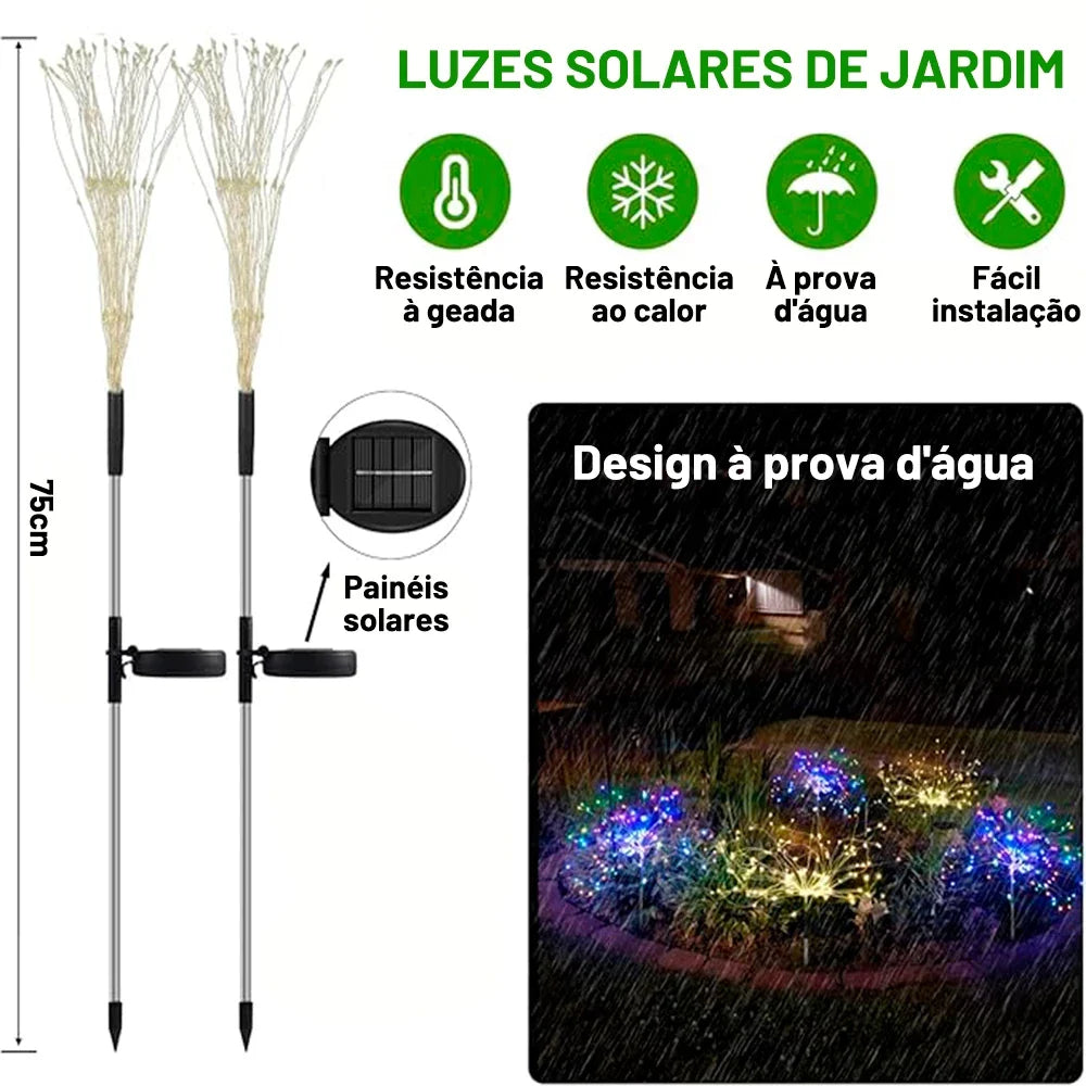 Luz Solar de Led Efeito Fogos de Artifício