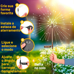 Luz Solar de Led Efeito Fogos de Artifício
