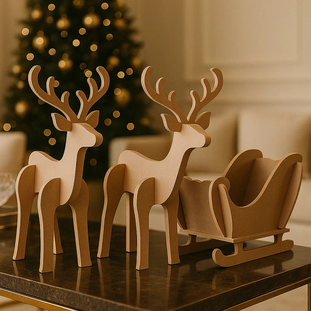 Rena e Treno de Decoração para Natal