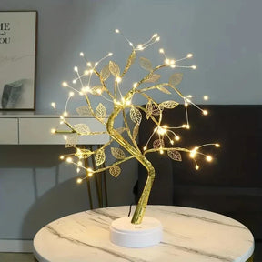 Luminaria Árvore Bonsai Folhas Douradas - Luz de Natal