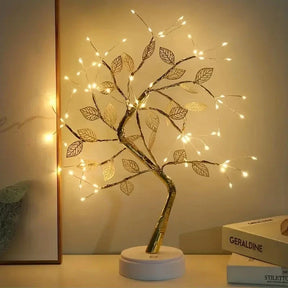 Luminaria Árvore Bonsai Folhas Douradas - Luz de Natal