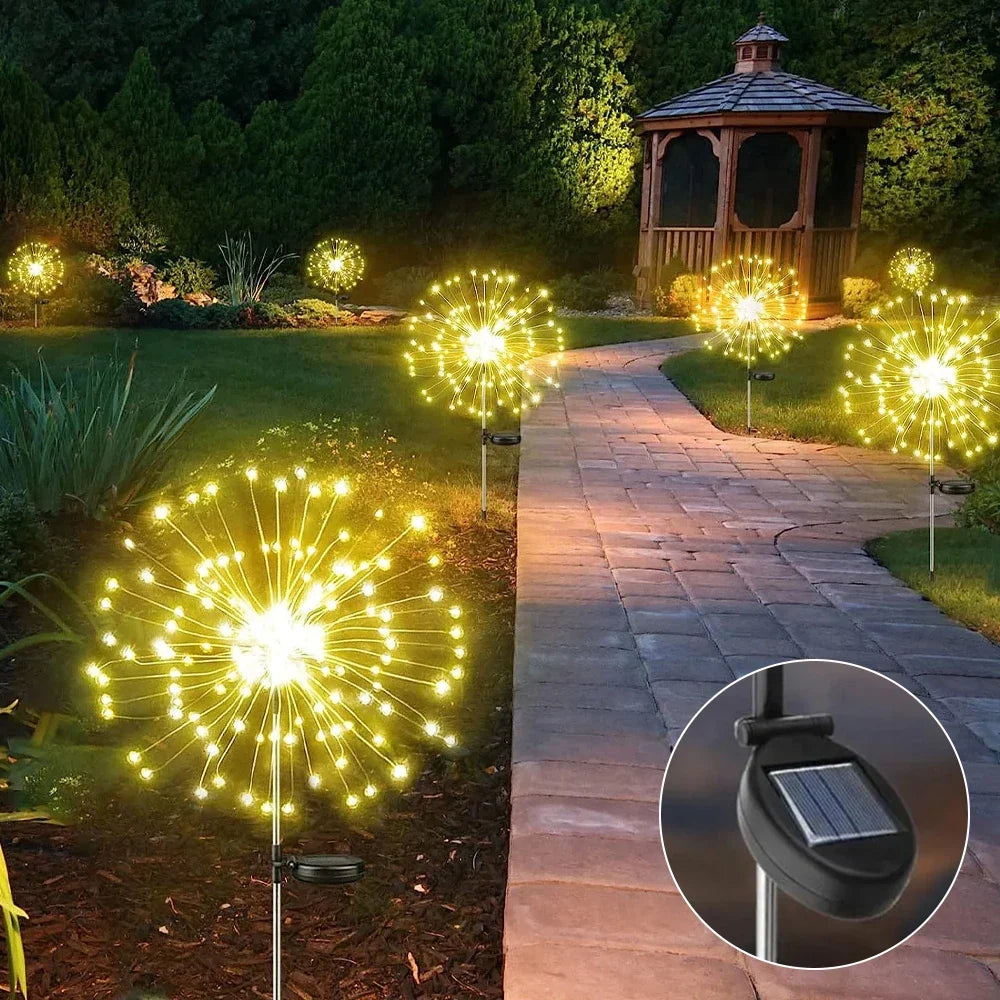 Luz Solar de Led Efeito Fogos de Artifício