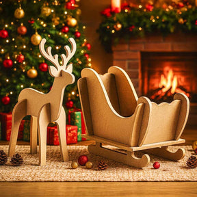 Rena e Treno de Decoração para Natal