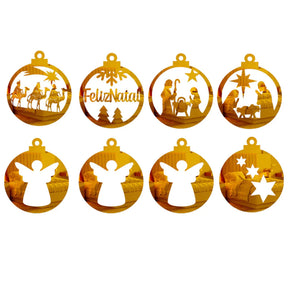 Kit Natalino de 8 Enfeites Religiosos