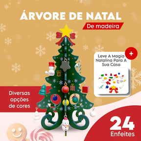 Mini Arvore de Natal Artesanal em Madeira para Decoração